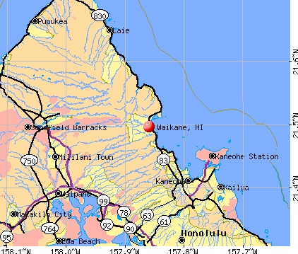 Waikane, HI map