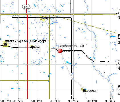 Woonsocket, SD map