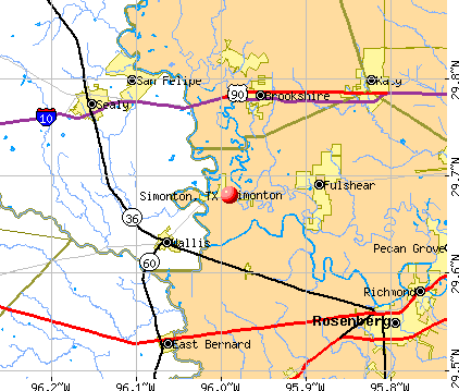 Simonton, TX map