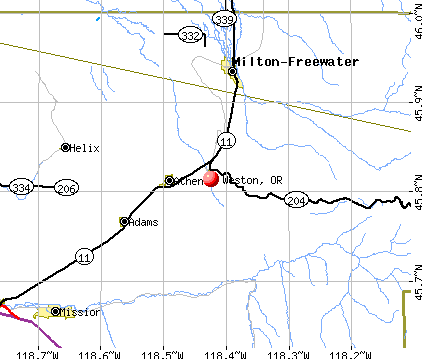 Weston, OR map