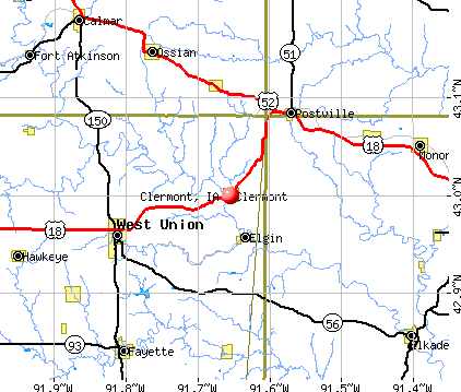 Clermont, IA map