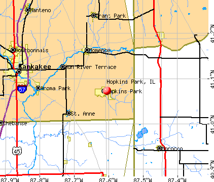 Hopkins Park, IL map