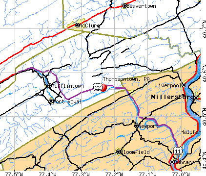 Thompsontown, PA map