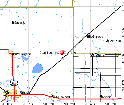 Claflin, KS map