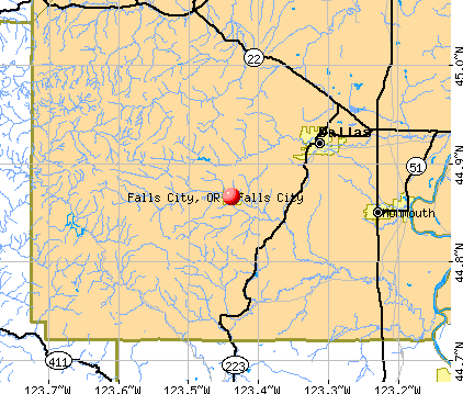 Falls City, OR map