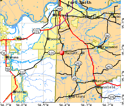 Hackett, AR map