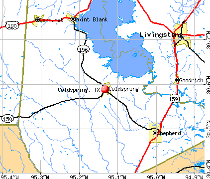 Coldspring, TX map