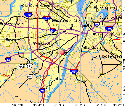 Bella Villa, MO map