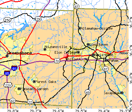Whitsett, NC map