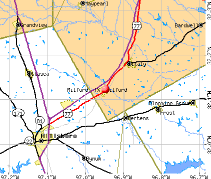 Milford, TX map