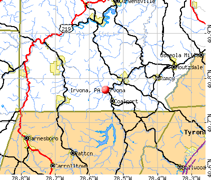 Irvona, PA map