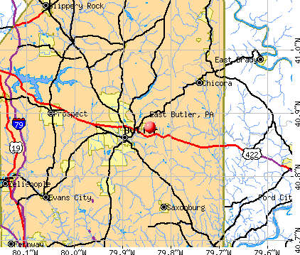 East Butler, PA map