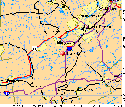 Nuangola, PA map