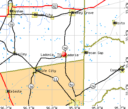 Ladonia, TX map