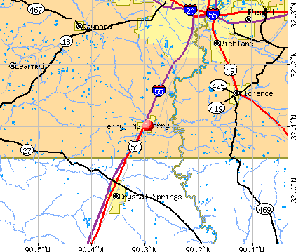 Terry, MS map
