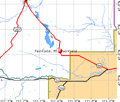 Fairfield, MT map