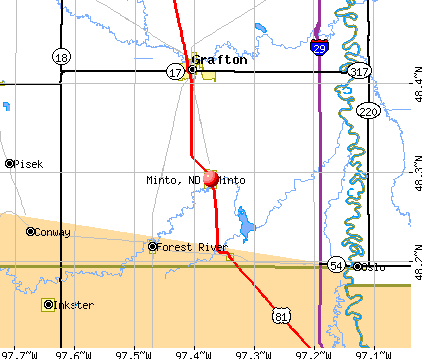 Minto, ND map
