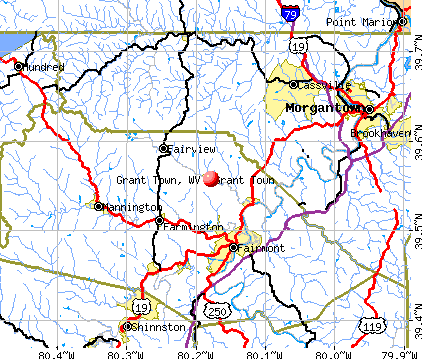 Grant Town, WV map