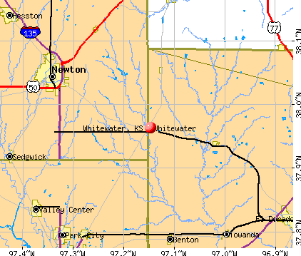 Whitewater, KS map