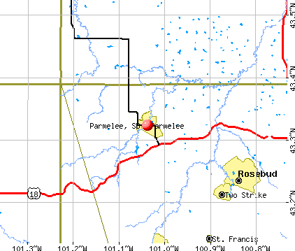 Parmelee, SD map