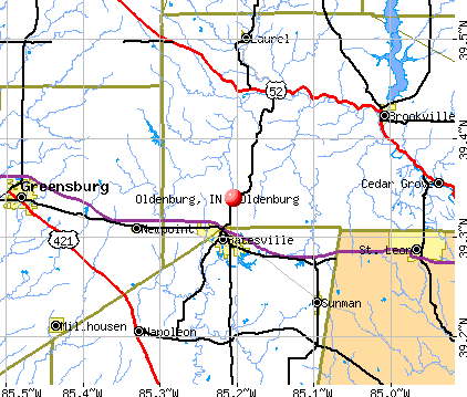 Oldenburg, IN map