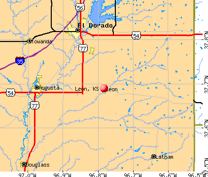Leon, KS map