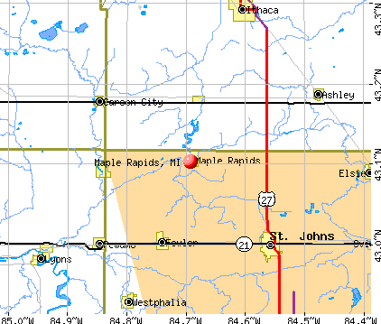 Maple Rapids, MI map