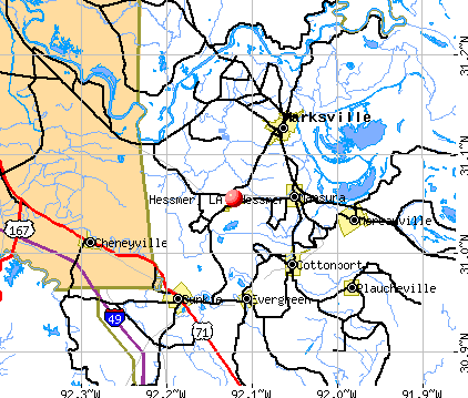 Hessmer, LA map