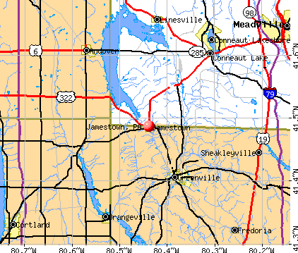 Map Of Jamestown. Jamestown, PA map