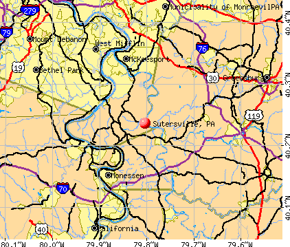 Sutersville, PA map