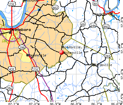 Whitesville, KY map