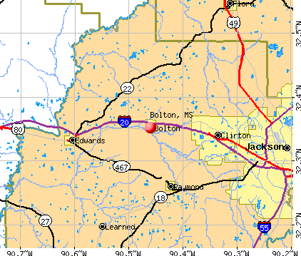 Bolton, MS map