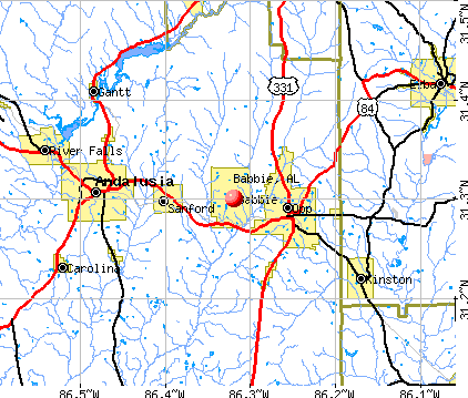 Babbie, AL map