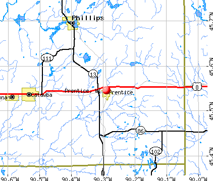 Prentice, WI map