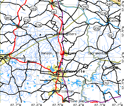 Hanson, KY map