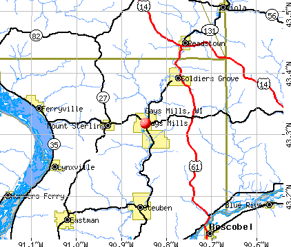 Gays Mills, WI map