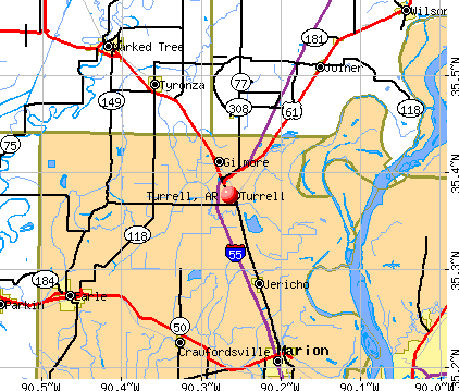Turrell, AR map