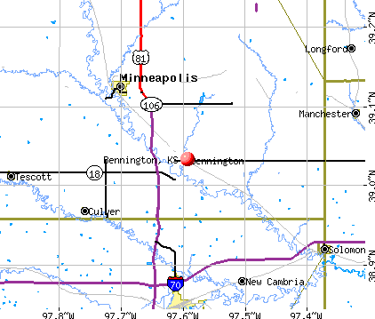 Bennington, KS map