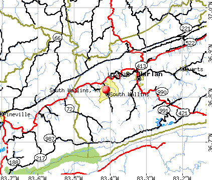 South Wallins, KY map
