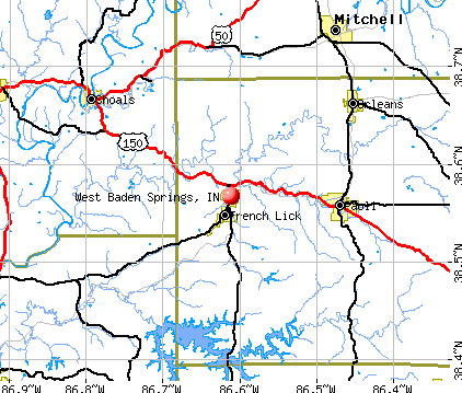 West Baden Springs, IN map