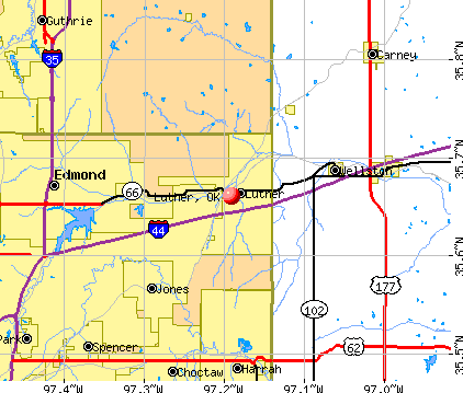 Luther, OK map
