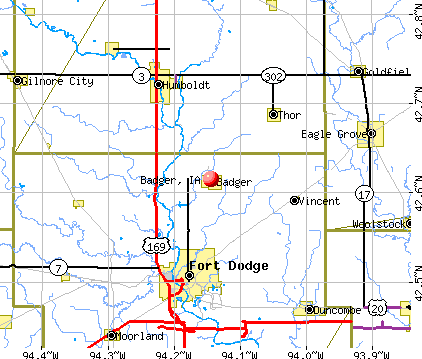 Badger, IA map
