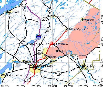 Evans Mills, NY map