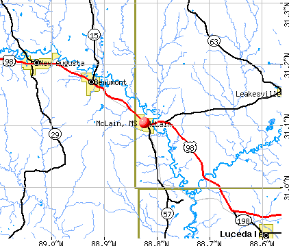 McLain, MS map
