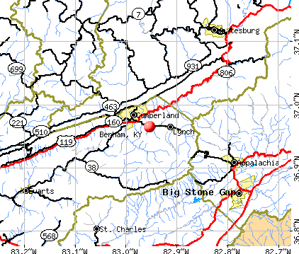 Benham, KY map