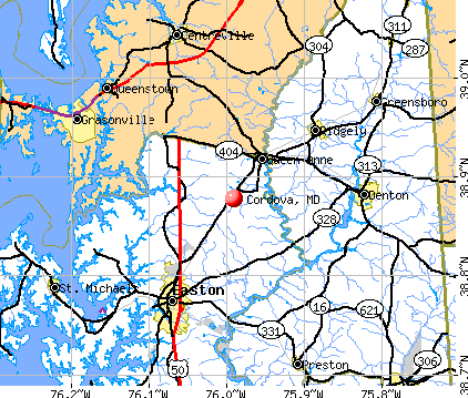 Cordova, MD map
