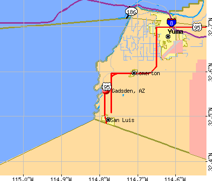 Gadsden, AZ map