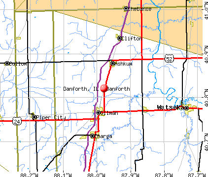 Danforth, IL map