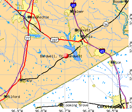 Bardwell, TX map