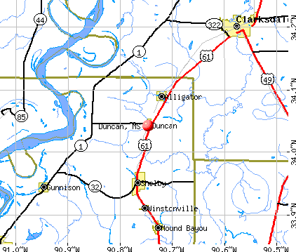 Duncan, MS map